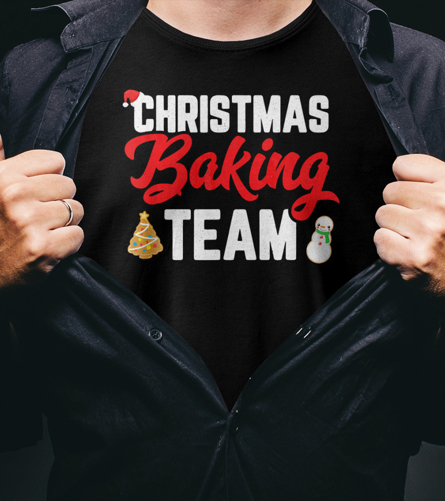 Christmas Baking Team Holiday Cookie Fun Christmas Tree Snowman T-Shirt