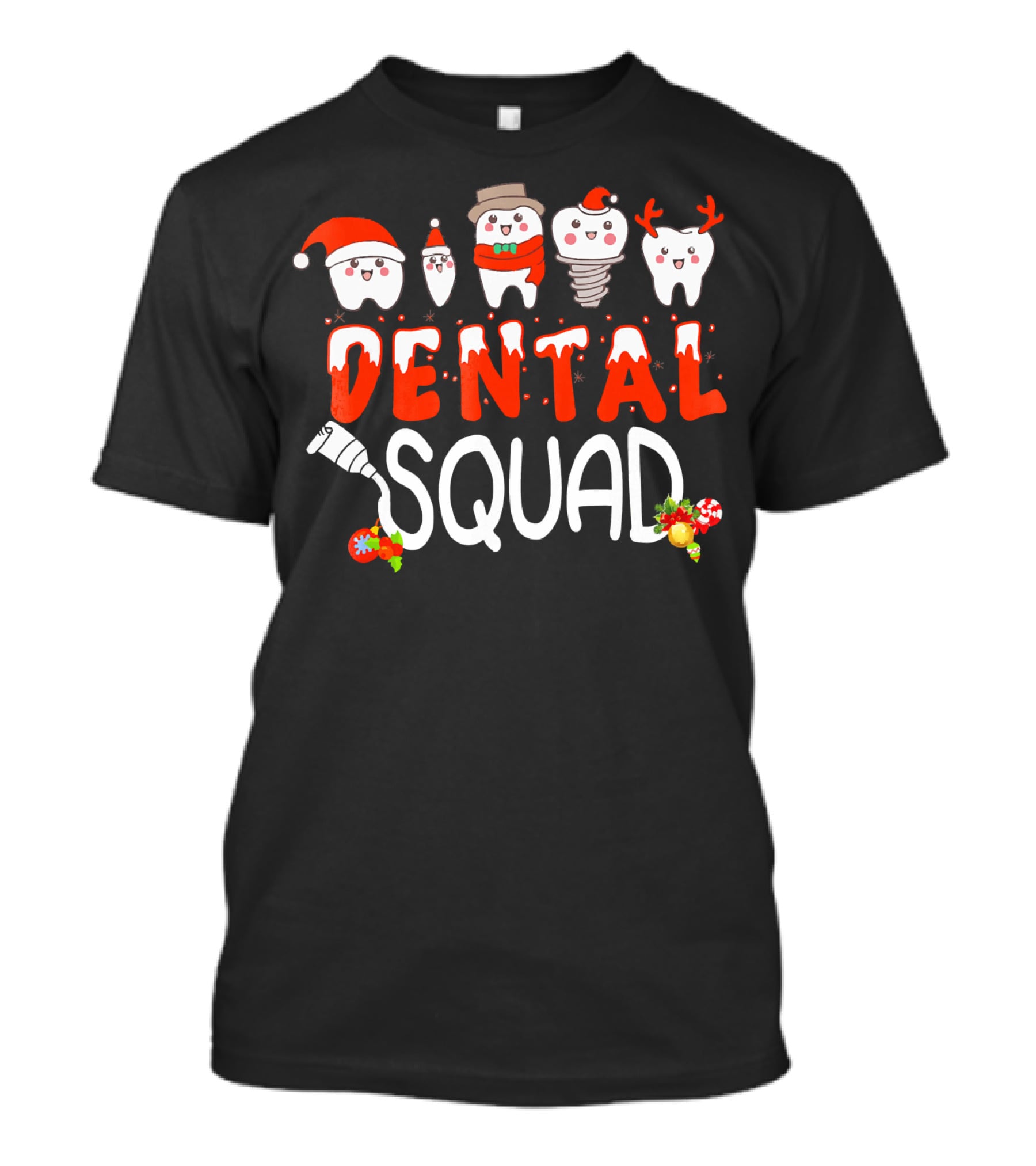 Dental Squad Tooth Christmas Santa Reindeer Festive Dent T-Shirt
