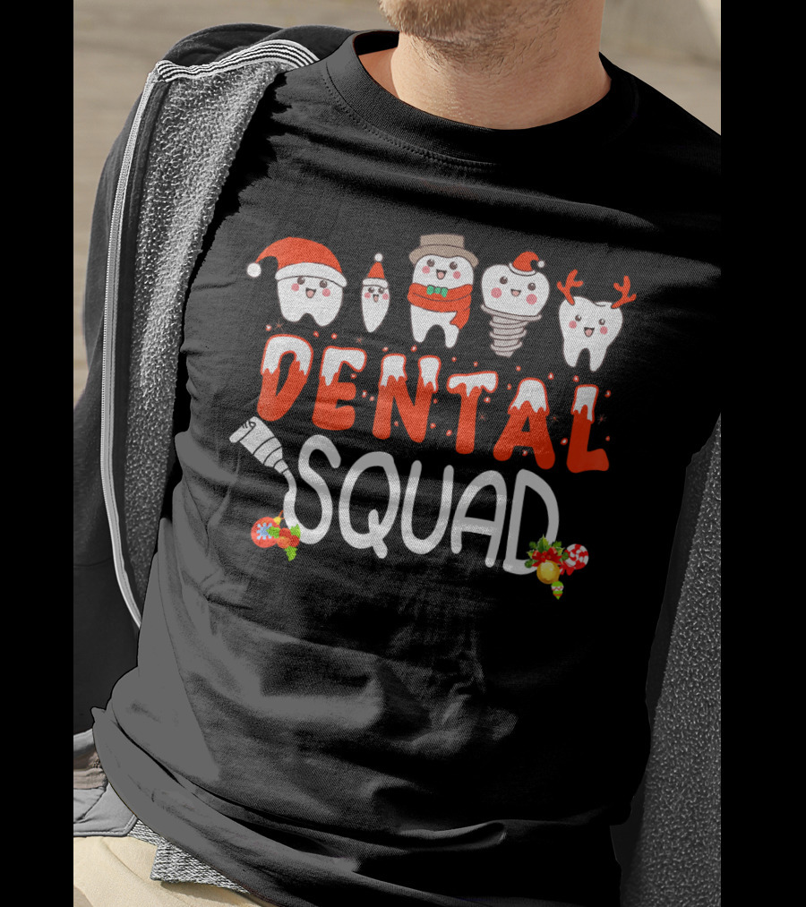 Dental Squad Tooth Christmas Santa Reindeer Festive Dent T-Shirt