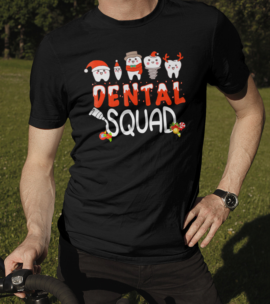 Dental Squad Tooth Christmas Santa Reindeer Festive Dent T-Shirt