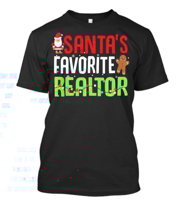 Santa's Favorite Realtor Gingerbread Lights T-Shirt