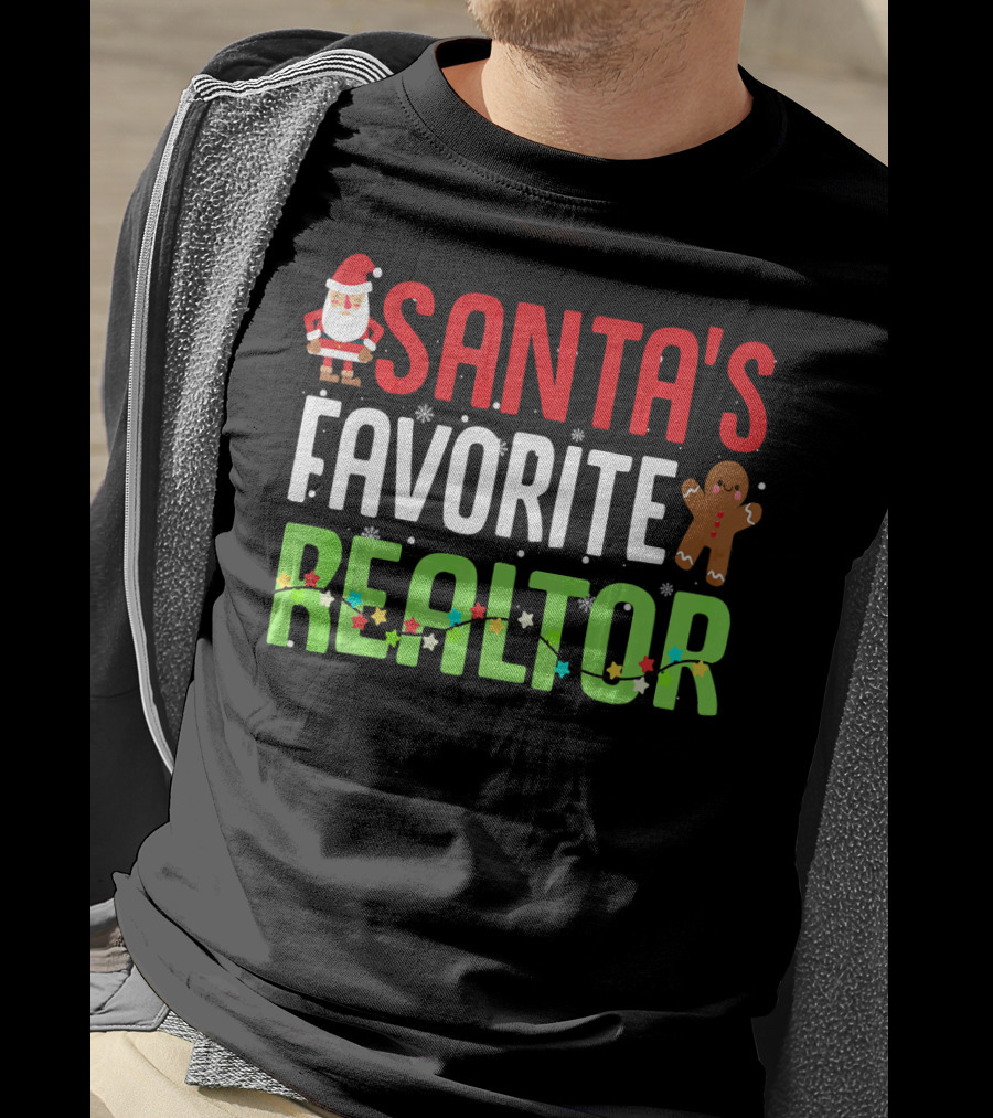 Santa's Favorite Realtor Gingerbread Lights T-Shirt
