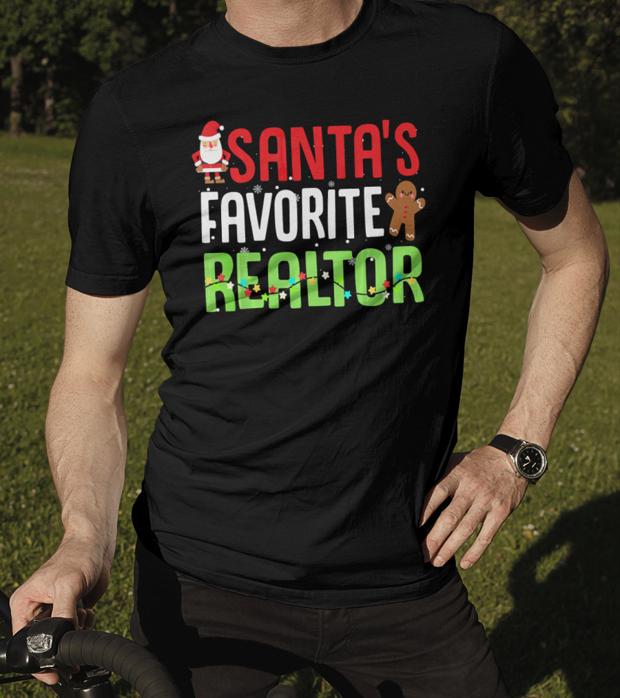 Santa's Favorite Realtor Gingerbread Lights T-Shirt