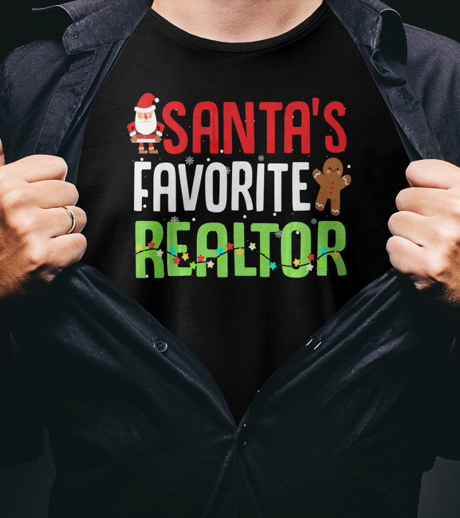 Santa's Favorite Realtor Gingerbread Lights T-Shirt