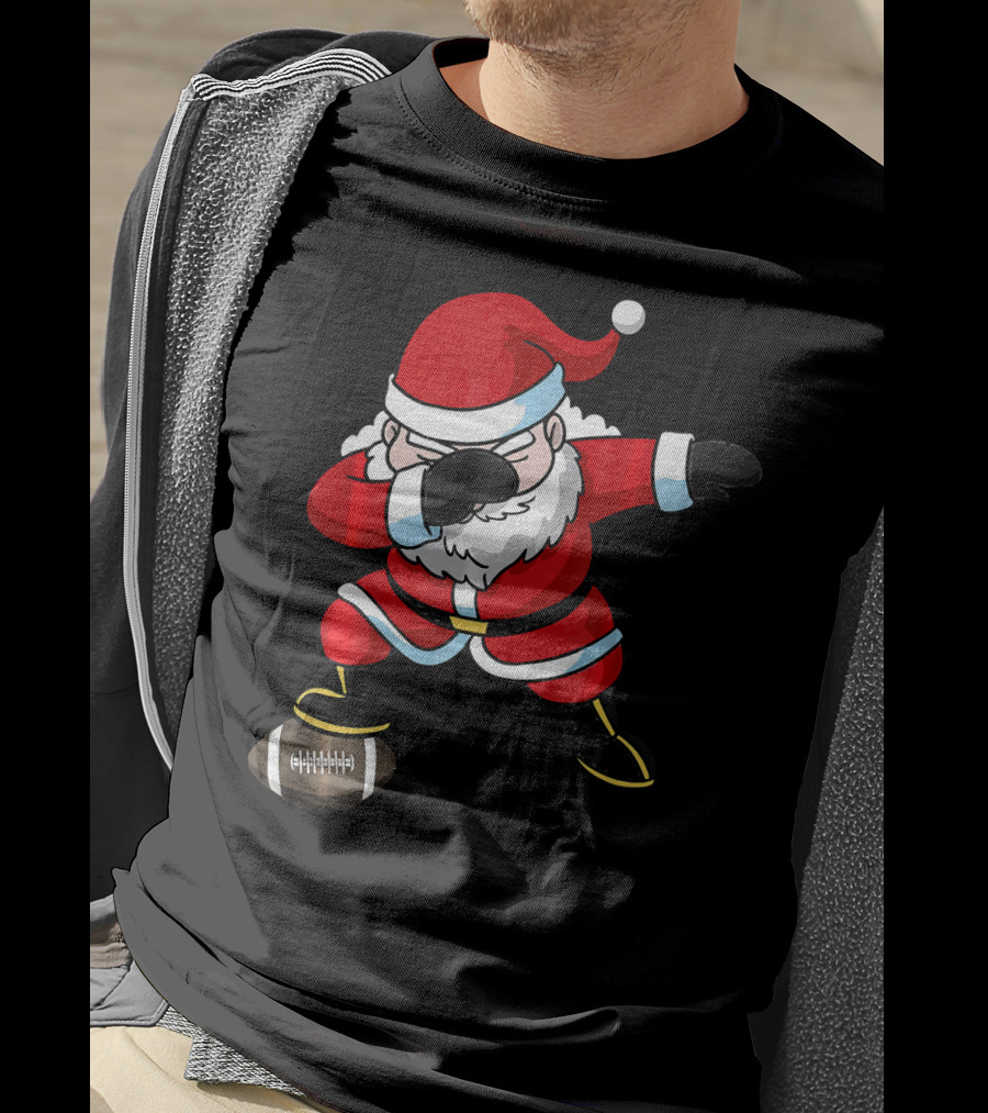 Football Santa Dabbing With Christmas Cheer T-Shirt