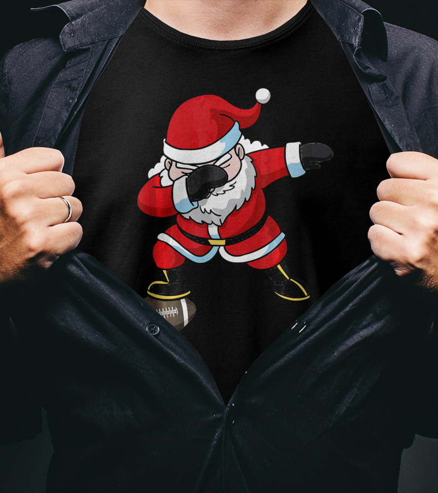 Football Santa Dabbing With Christmas Cheer T-Shirt