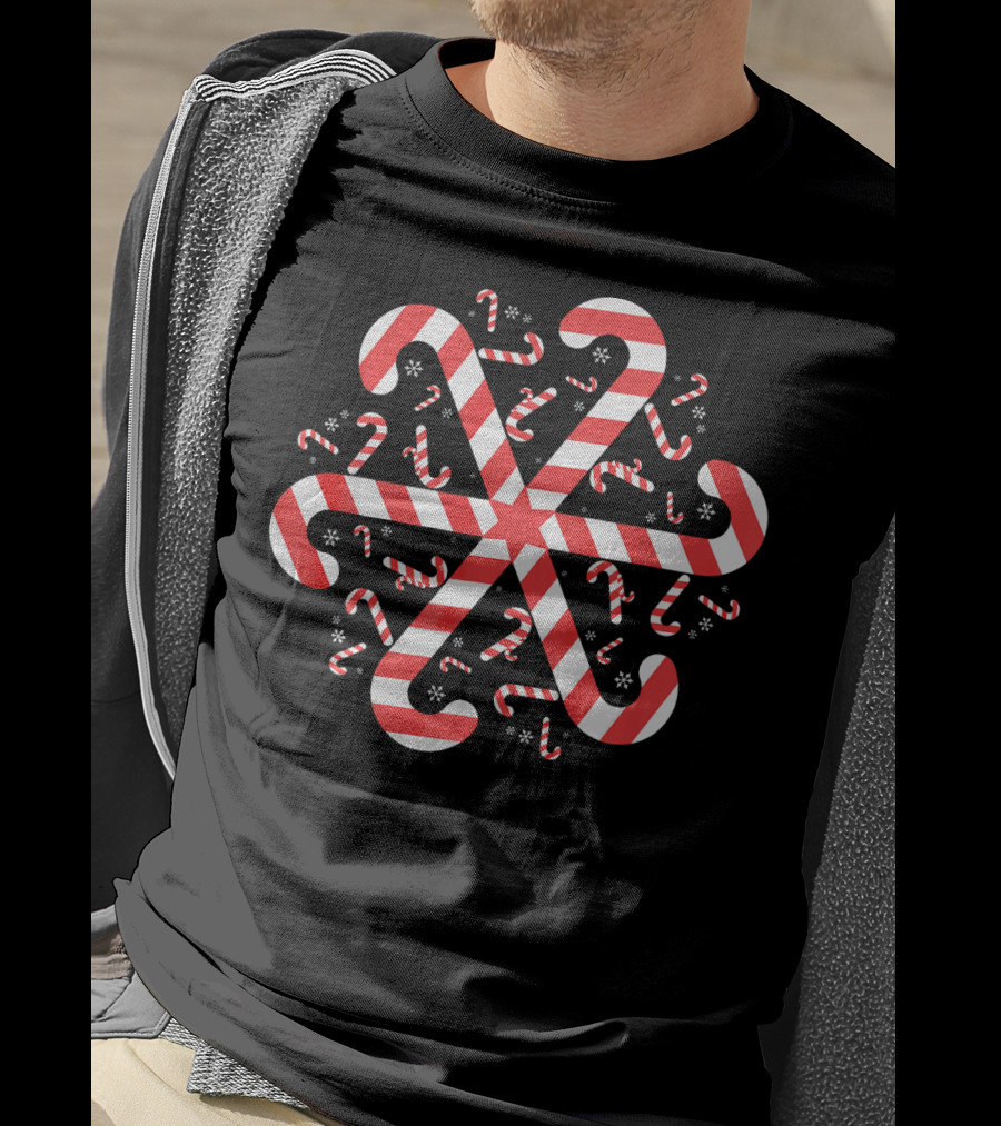 Candy Cane Christmas Snowflake T-Shirt