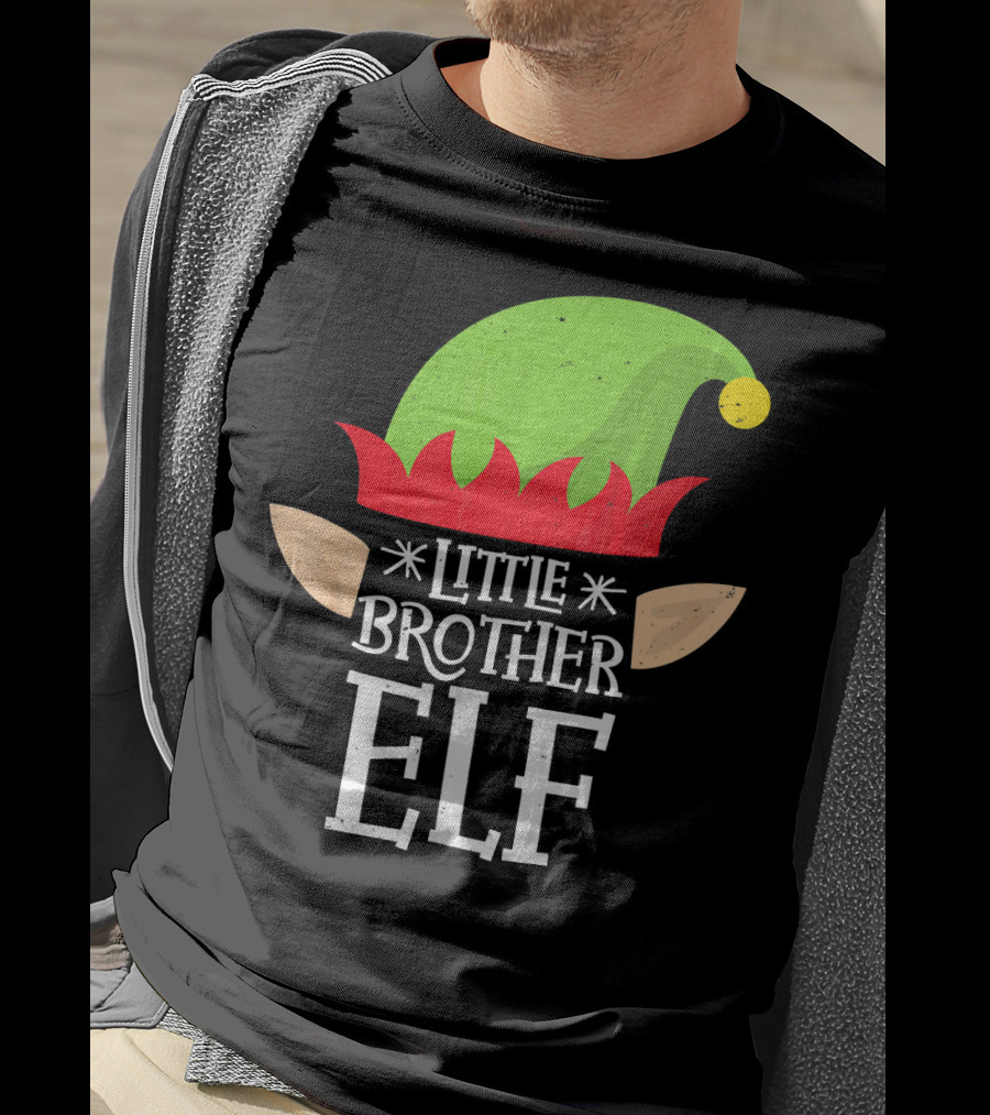 Little Brother Elf Funny Christmas Family T-Shirt