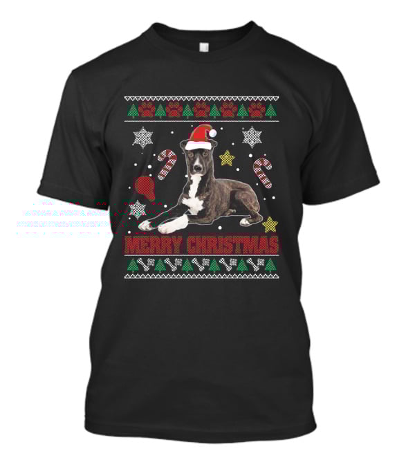 Merry Christmas Mountain Cur Dog Santa Hat Ugly T-Shirt