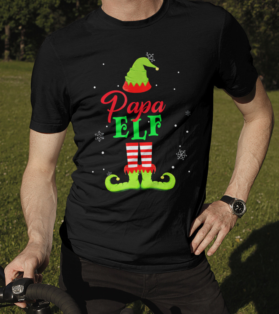 Papa Elf Snowflakes Holiday T-Shirt