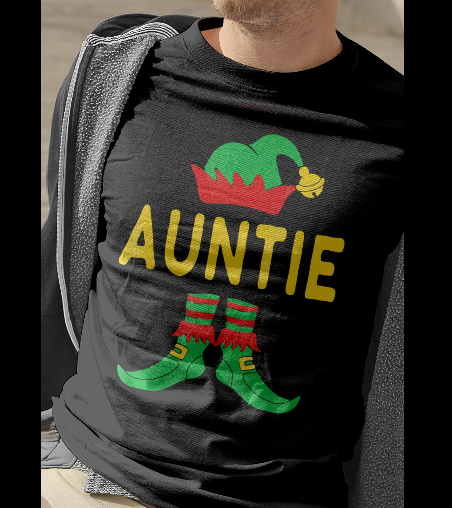 Auntie Elf Christmas Family Matching Holiday T-Shirt