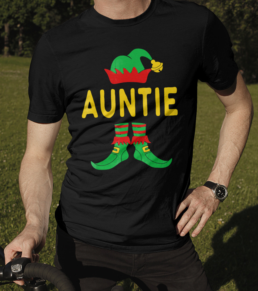 Auntie Elf Christmas Family Matching Holiday T-Shirt
