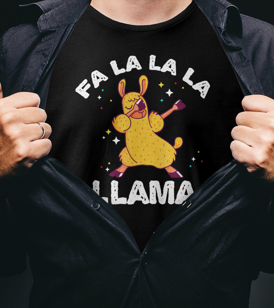FA LA LA LA Llama Dabbing Xmas T-Shirt