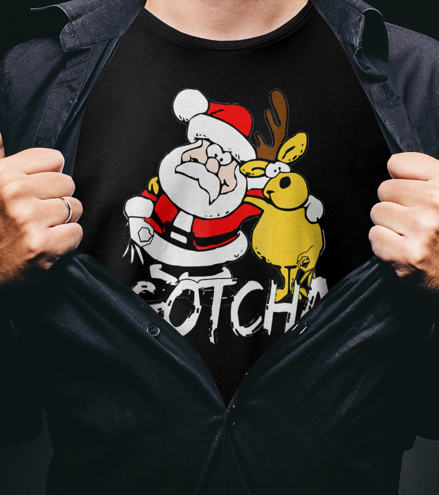 Santa Claus Gotcha Finger Circle Game With Reindeer T-Shirt