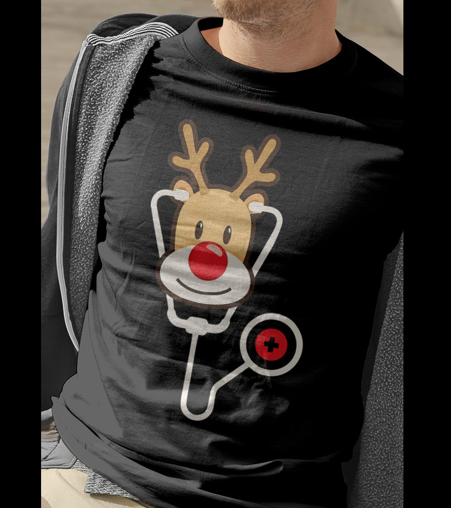 Cute Moose Reindeer Stethoscope Nurse T-Shirt