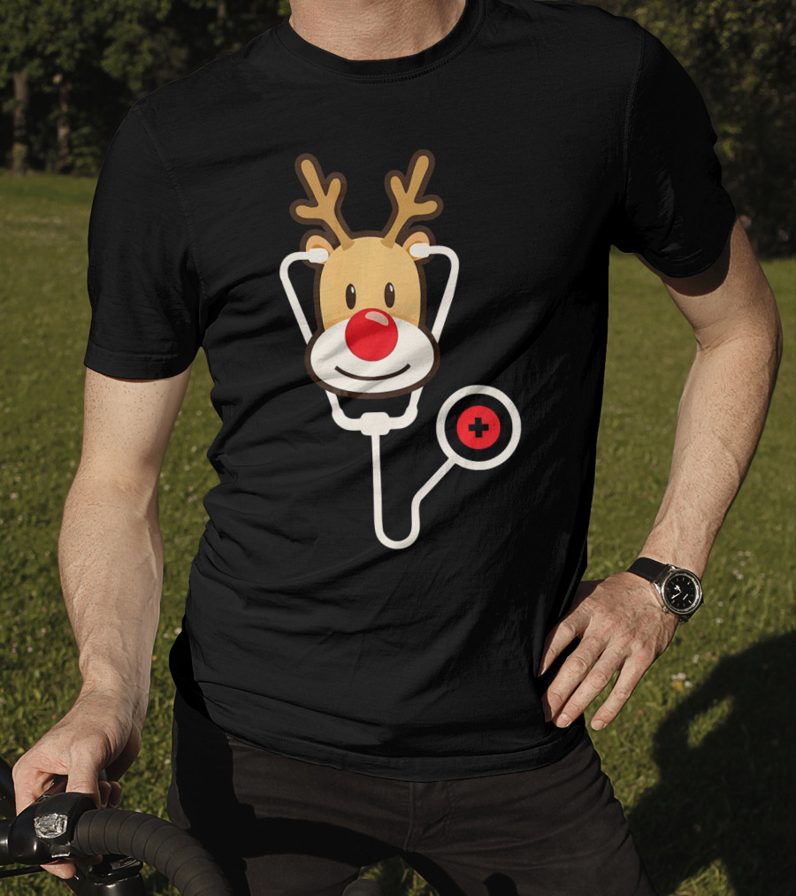 Cute Moose Reindeer Stethoscope Nurse T-Shirt