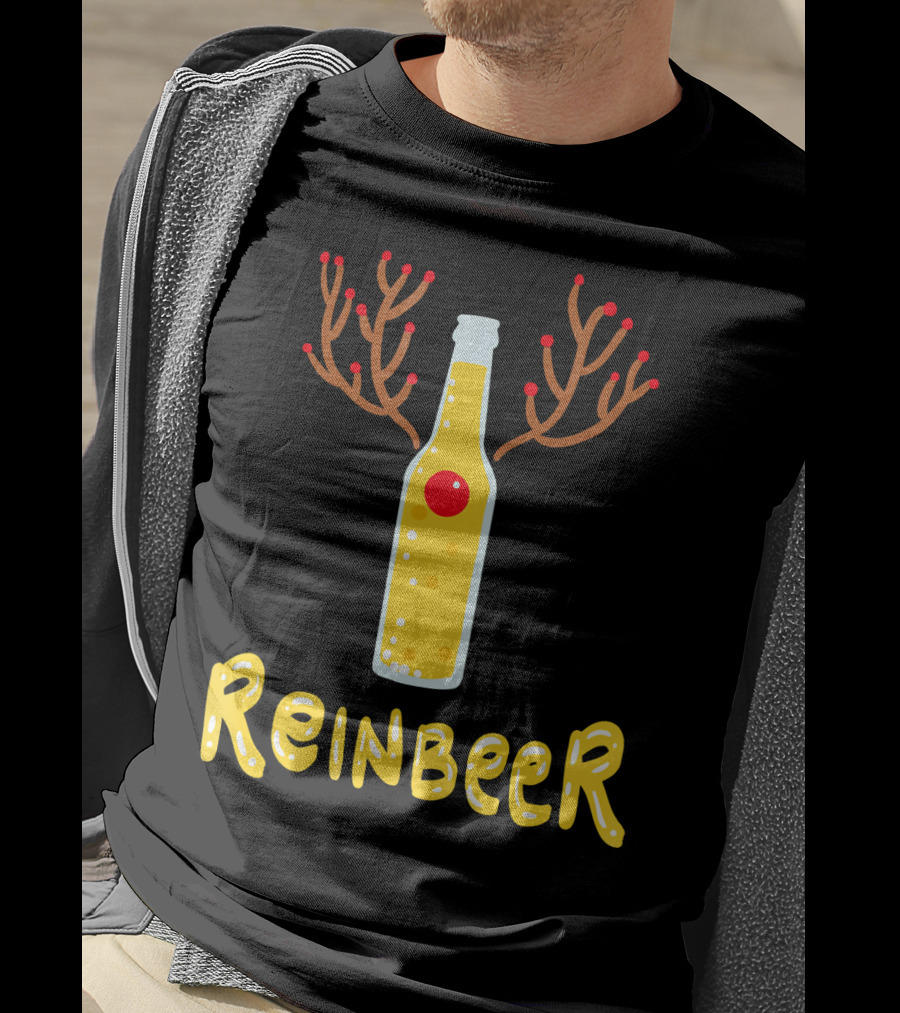 Reindeer Reinbeer Antler Bottle T-Shirt