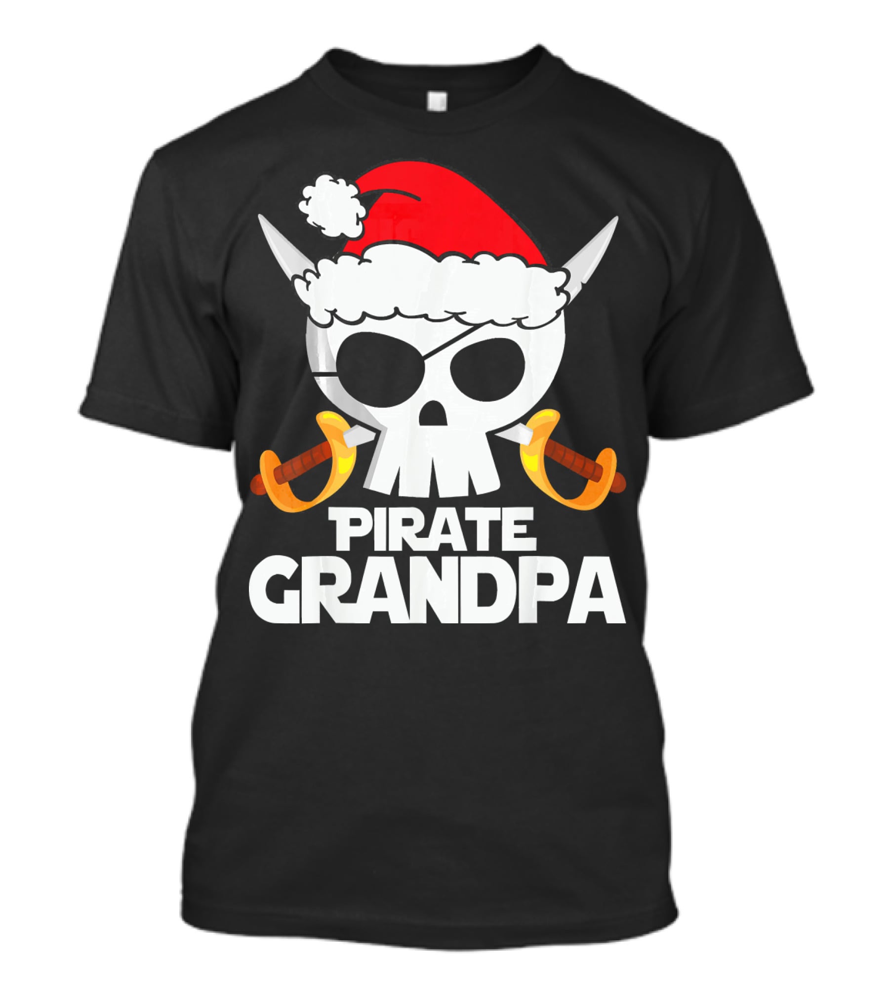 Pirate Grandpa Santa Skull With Swords Christmas Humor T-Shirt