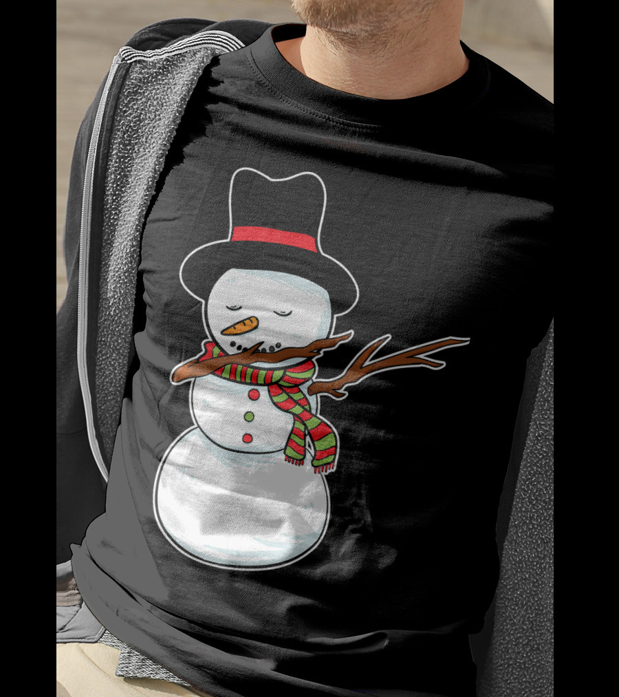 Dabbing Dab Snowman With Hat And Scarf T-Shirt