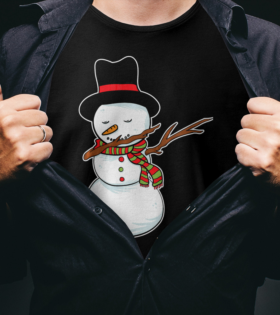 Dabbing Dab Snowman With Hat And Scarf T-Shirt