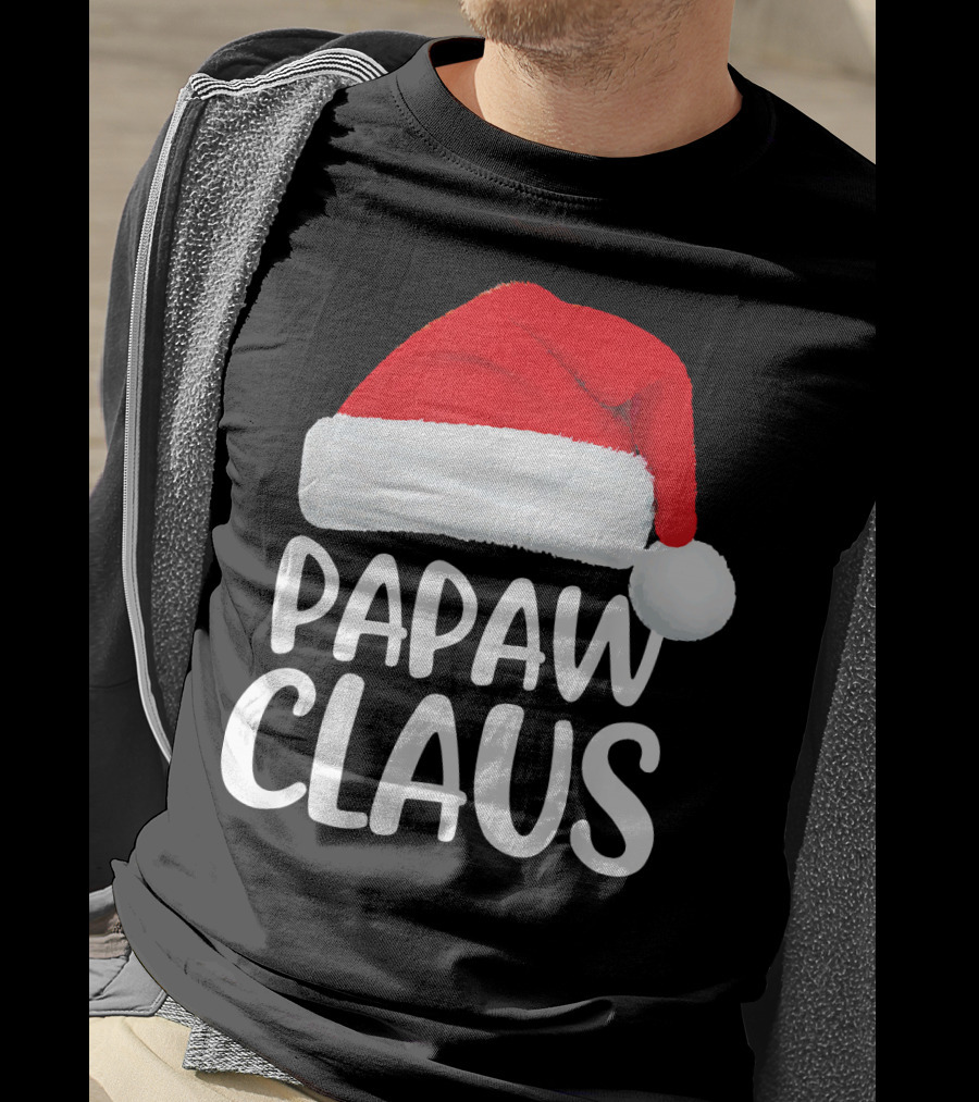 Papaw Claus Red Santa Hat Christmas T-Shirt