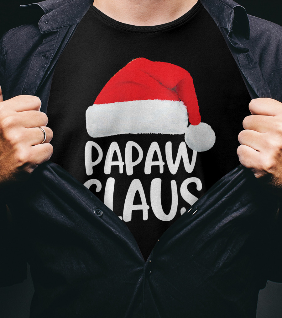 Papaw Claus Red Santa Hat Christmas T-Shirt