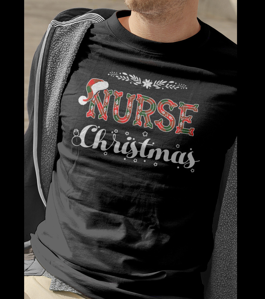 Nurse Christmas Santa Hat Holiday Decor T-Shirt