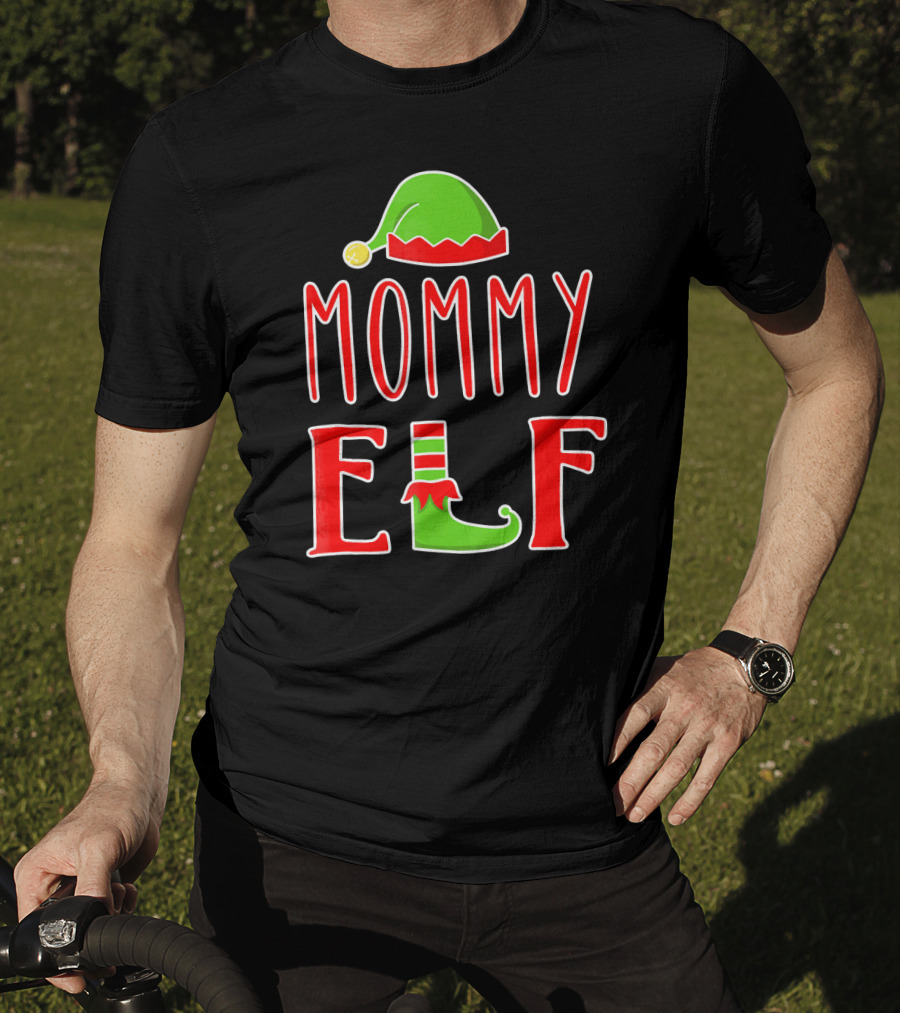 Mommy Elf Christmas Family Matching Hat And Shoe T-Shirt