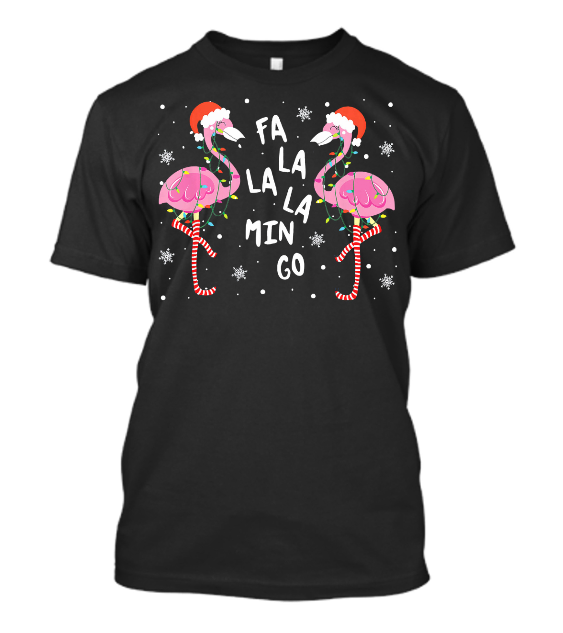Christmas Santa Hat Flamingos Fa La La La Mingo T-Shirt