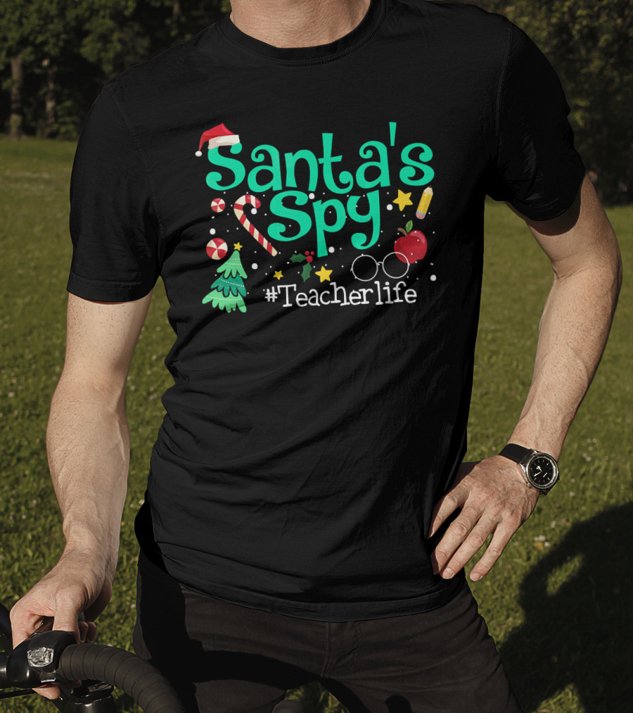 Santa's Spy #Teacherlife Christmas Icons T-Shirt