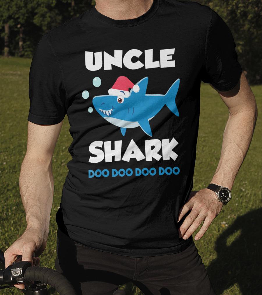 Uncle Shark Doo Doo Doo Doo Christmas Shark Santa Hat T-Shirt