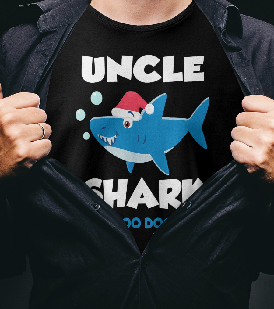 Uncle Shark Doo Doo Doo Doo Christmas Shark Santa Hat T-Shirt