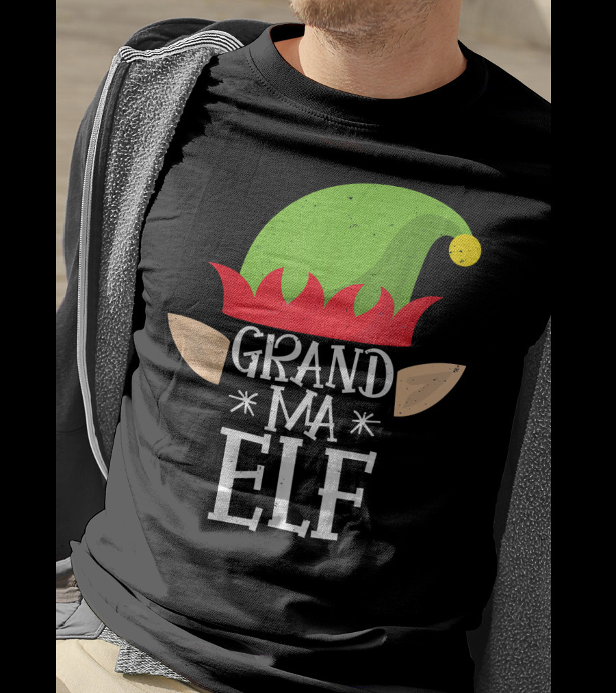 Grandma Elf Funny Christmas Family Match Hat Ears Holiday T-Shirt
