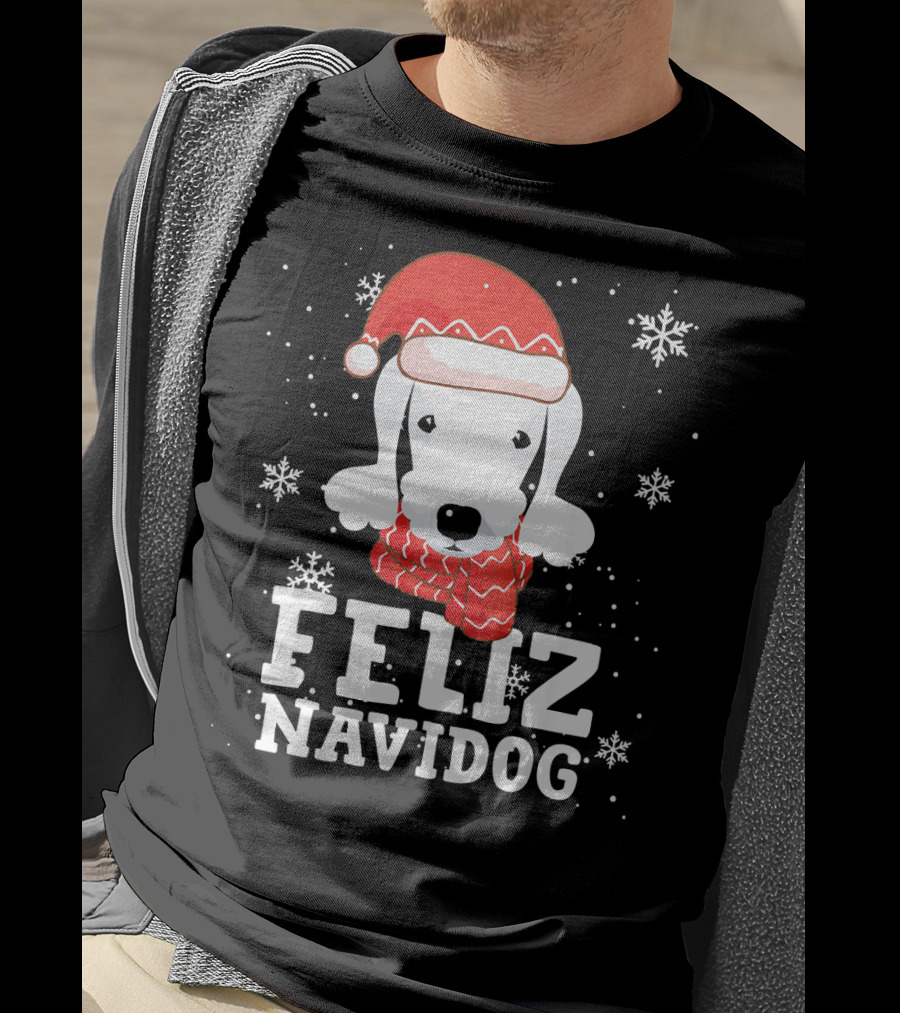 Feliz Navidog Bedlington Terrier Christmas Holiday Fun T-Shirt