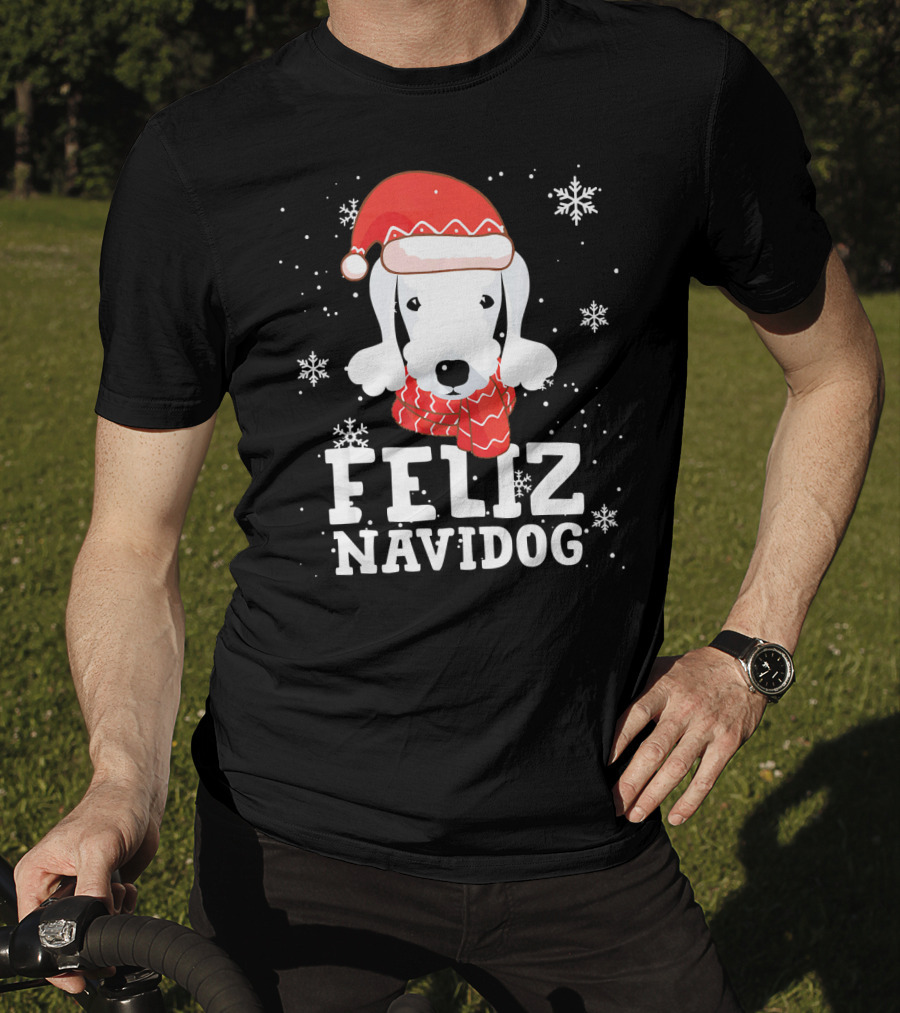 Feliz Navidog Bedlington Terrier Christmas Holiday Fun T-Shirt