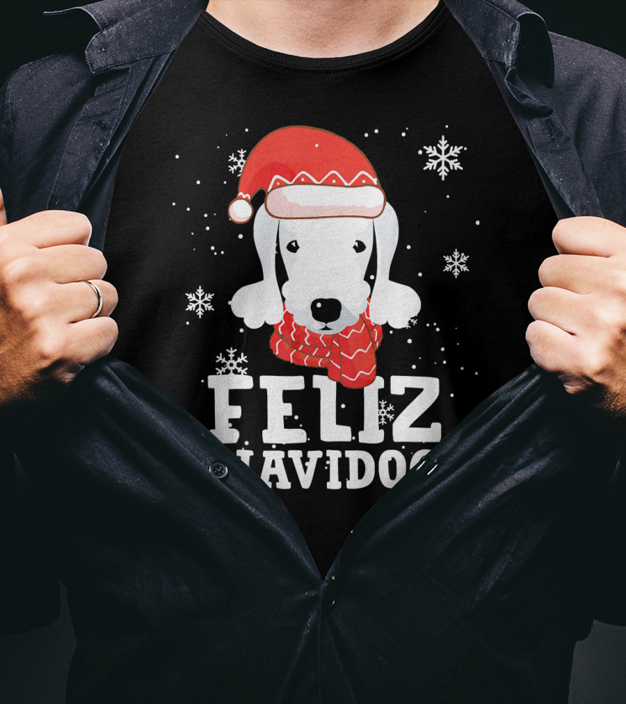Feliz Navidog Bedlington Terrier Christmas Holiday Fun T-Shirt