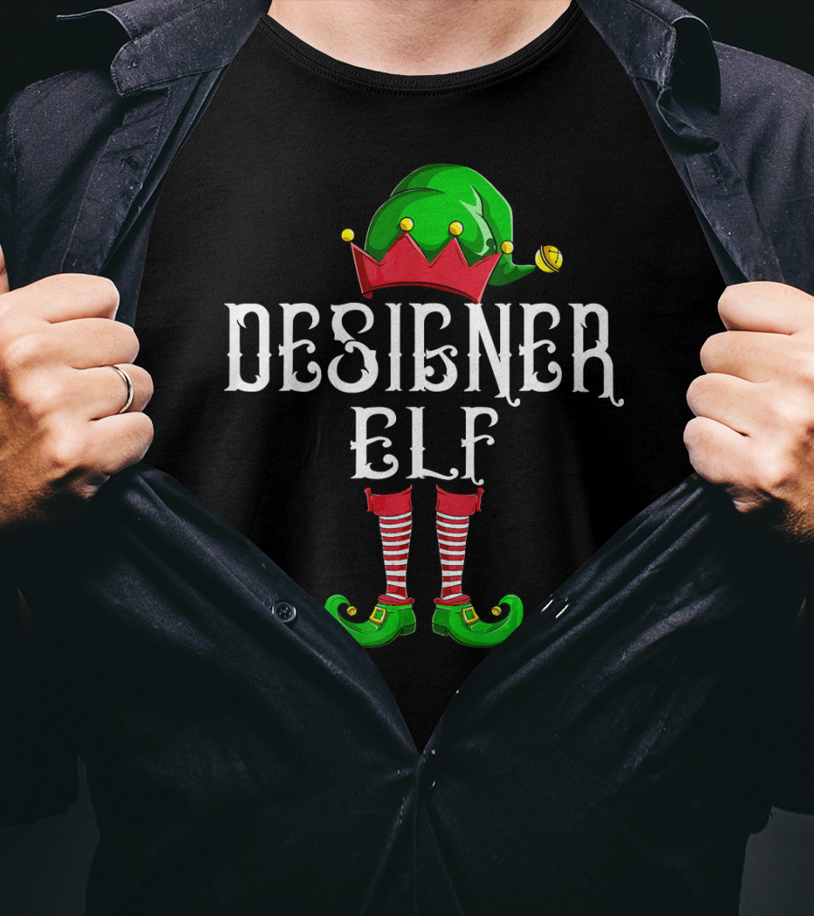 Designer Elf Xmas Elves Festive Holiday T-Shirt