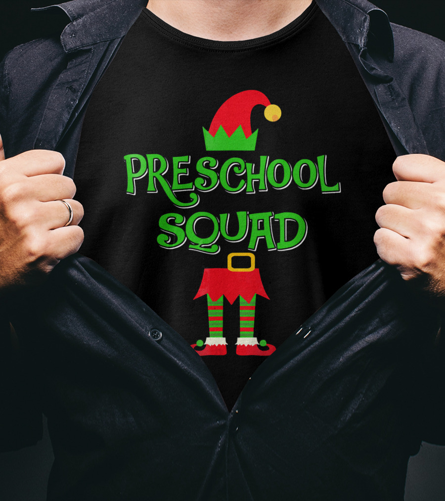 Preschool Squad Christmas Elf Teacher T-Shirt