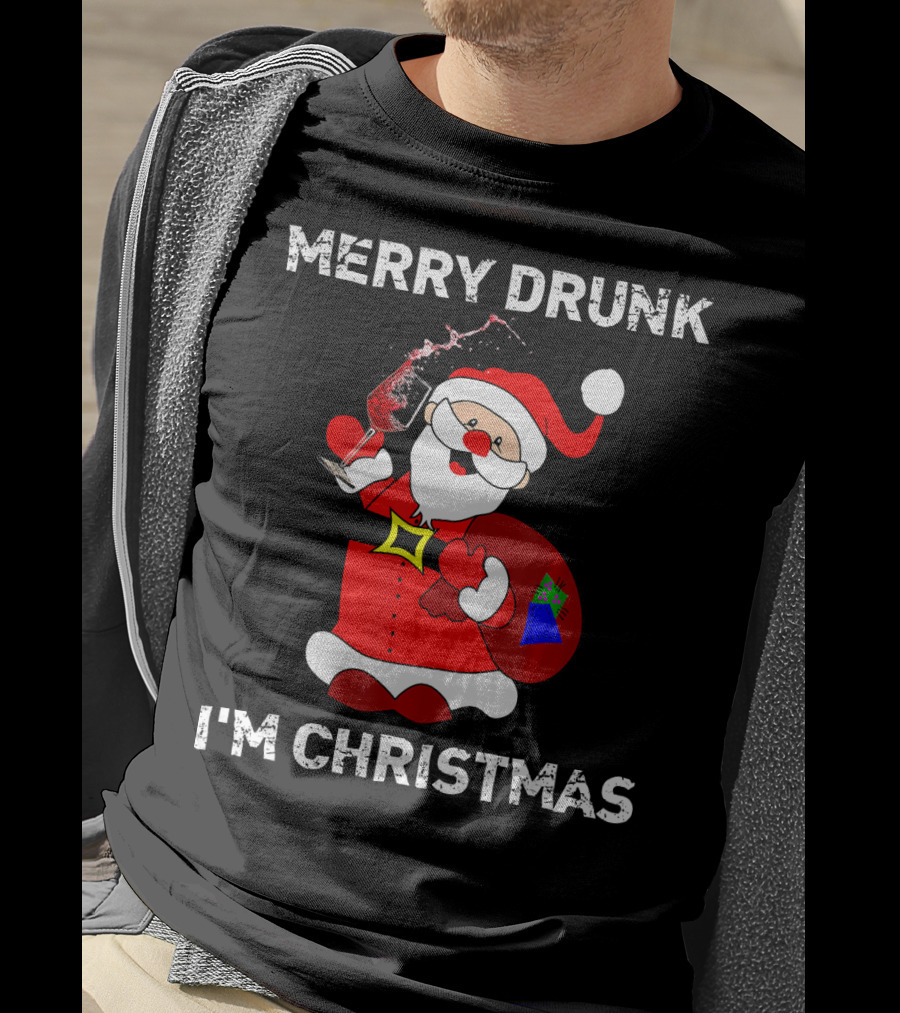 Merry Drunk I'm Christmas Santa With Wine T-Shirt