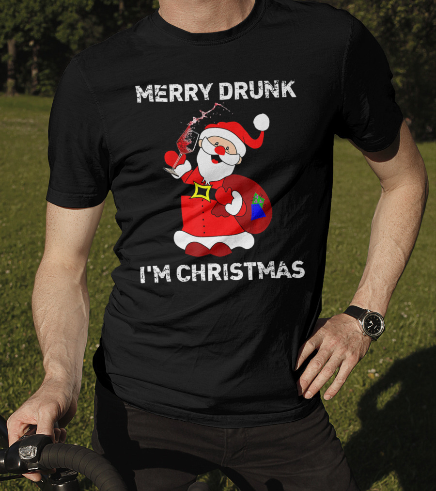 Merry Drunk I'm Christmas Santa With Wine T-Shirt