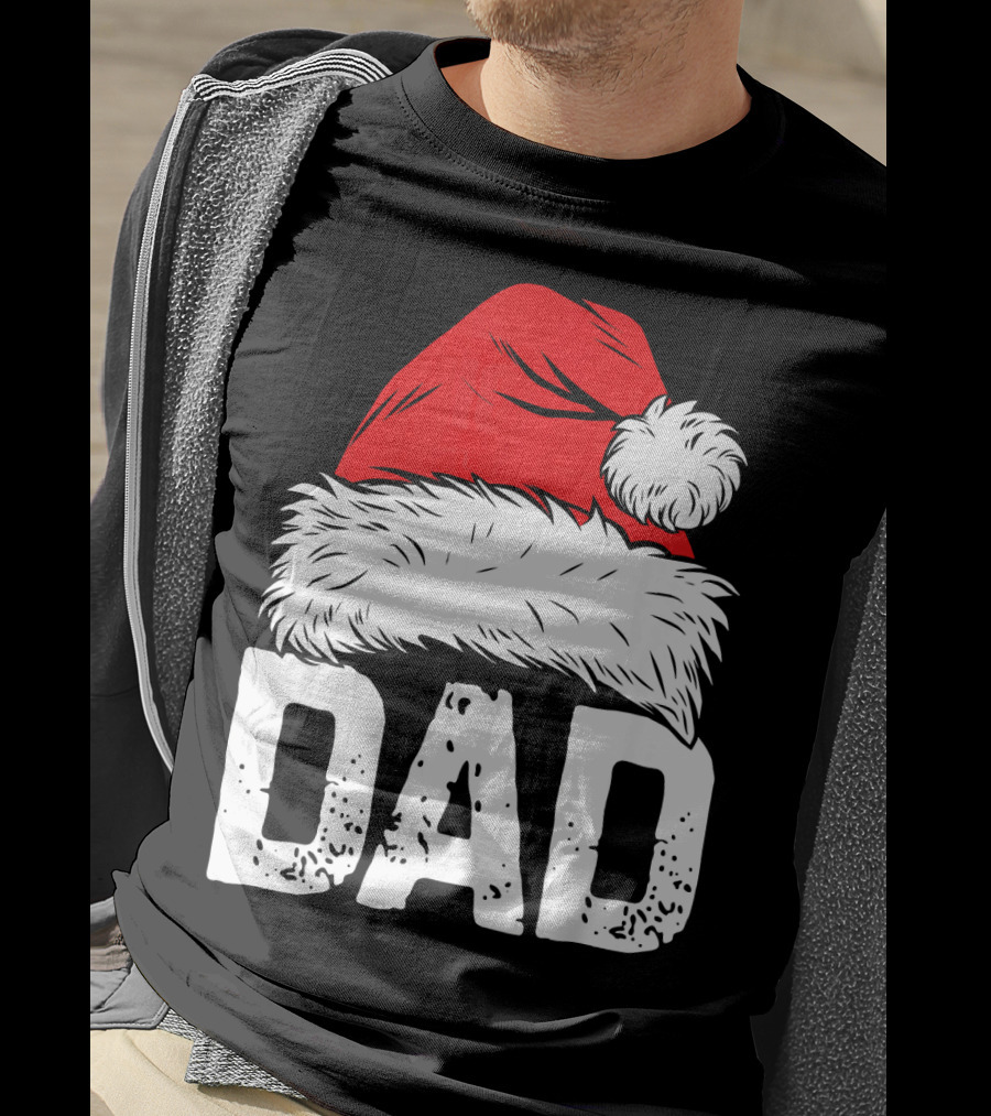 Dad Santa Hat Christmas Family Match T-Shirt