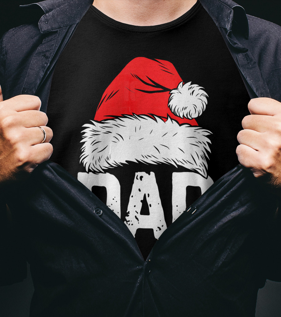 Dad Santa Hat Christmas Family Match T-Shirt