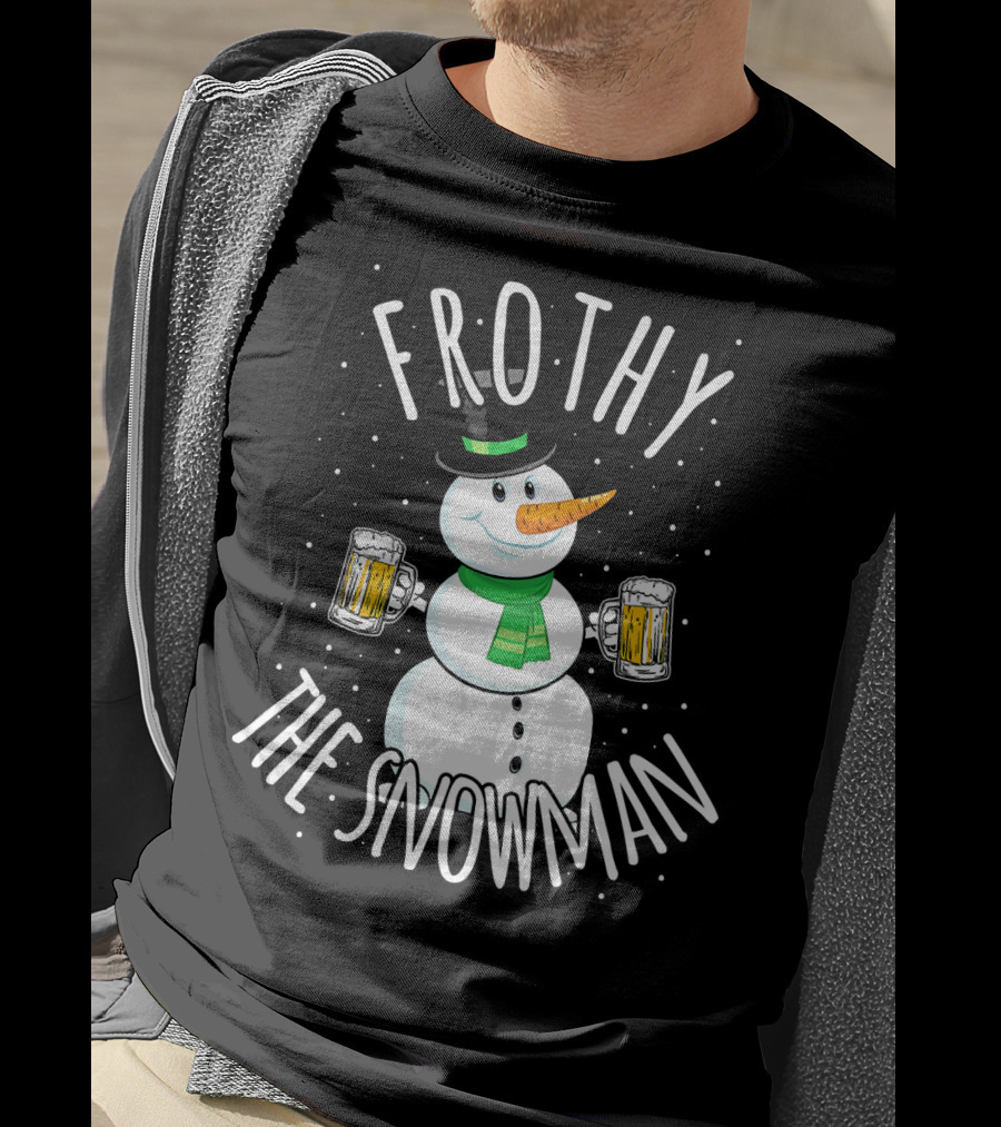 Frothy The Snowman Funny Christmas Beer T-Shirt
