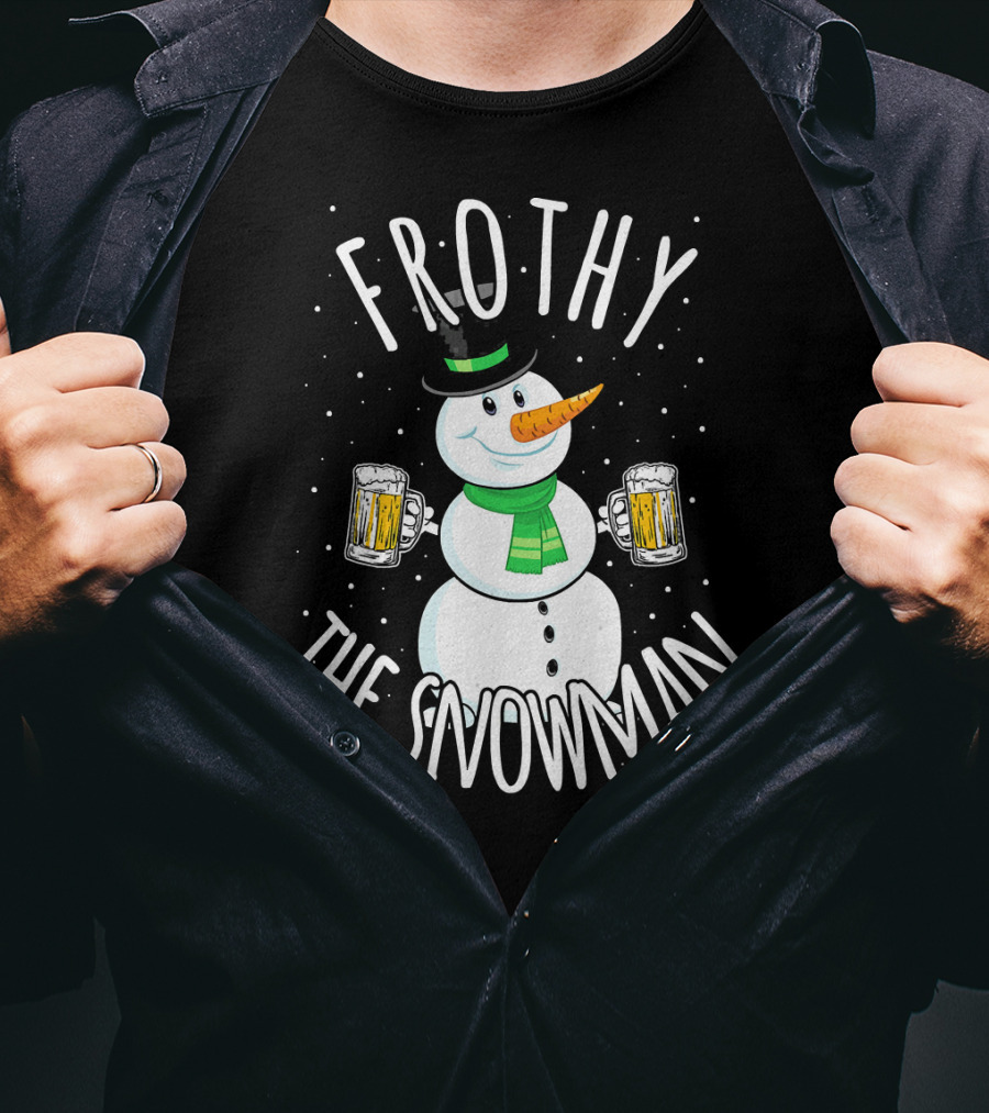 Frothy The Snowman Funny Christmas Beer T-Shirt
