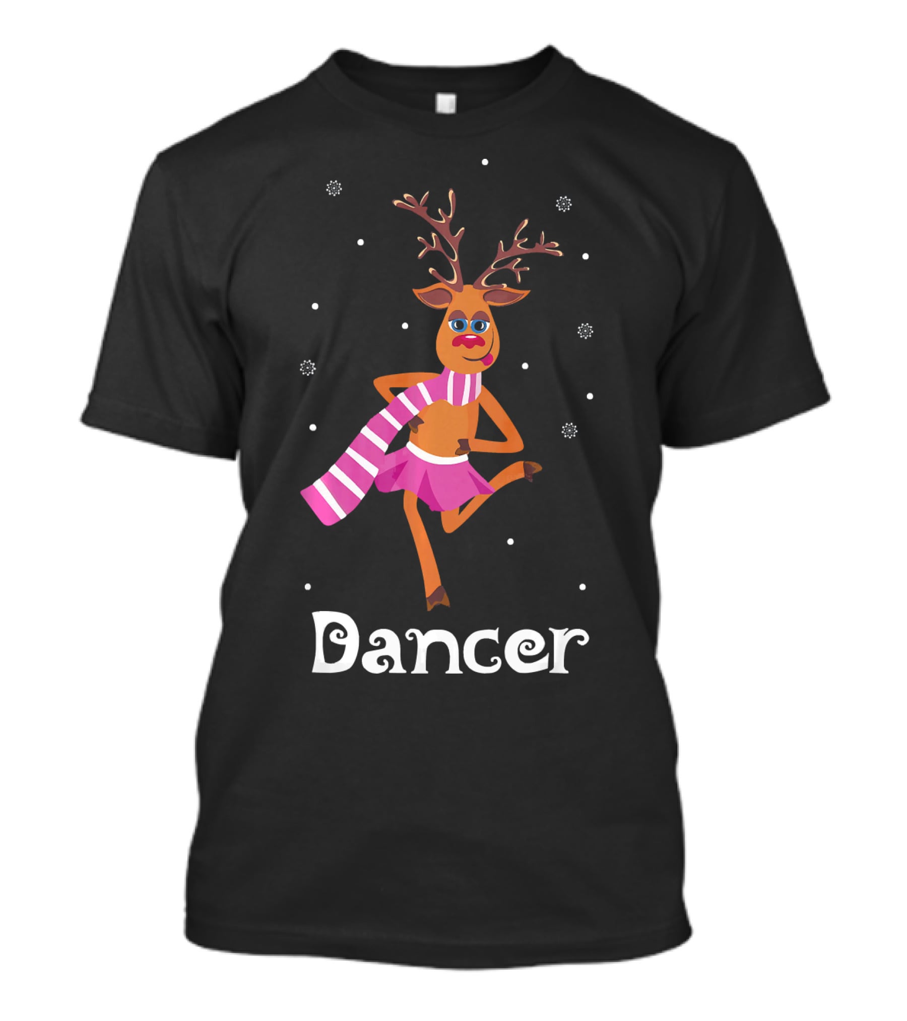 Dancer Pink Skirt Reindeer Girl With Antlers T-Shirt