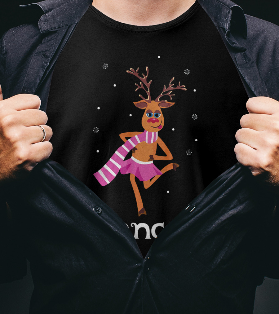 Dancer Pink Skirt Reindeer Girl With Antlers T-Shirt