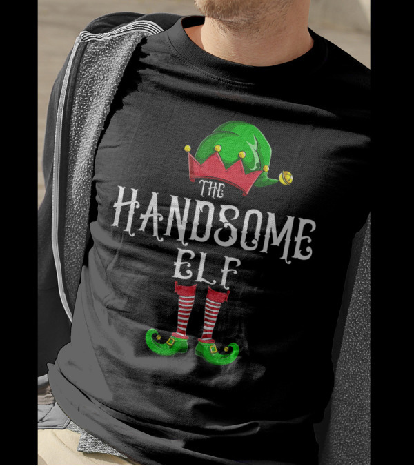 The Handsome Elf Christmas Costume Hat And Shoes T-Shirt