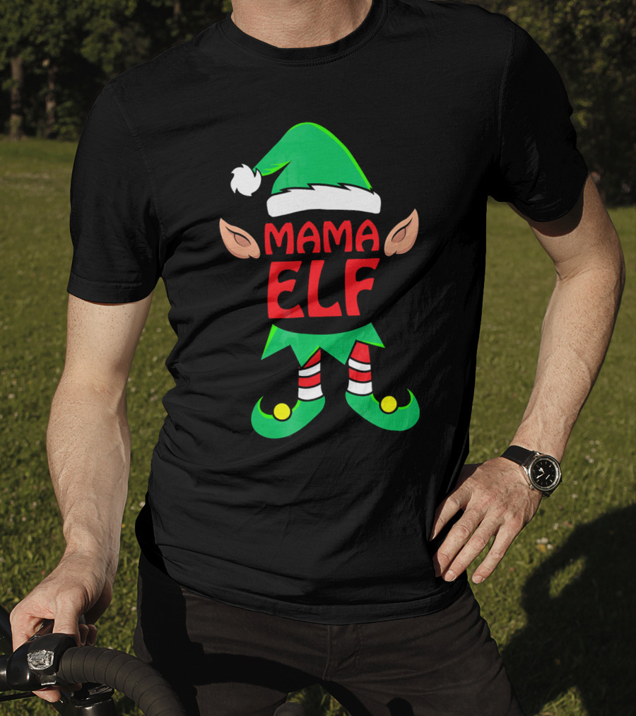 Mama ELF Christmas Family Matching Pajama T-Shirt
