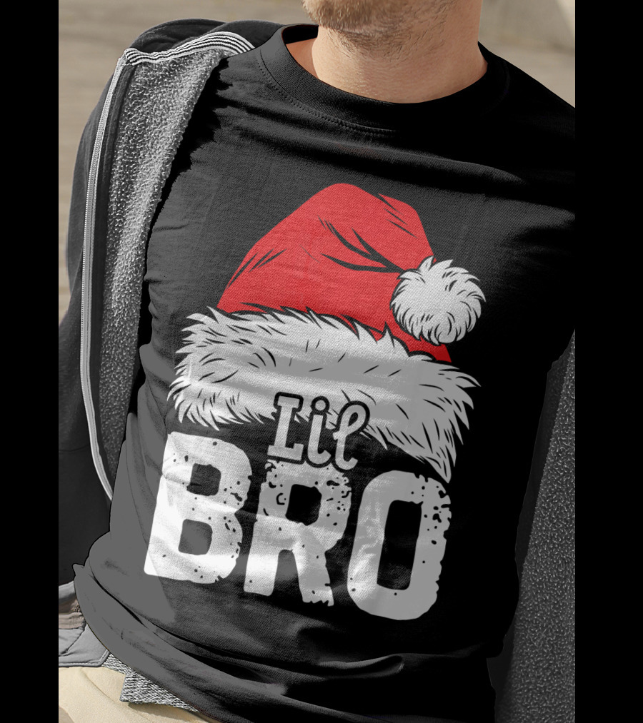 Lil Bro Santa Hat Christmas T-Shirt