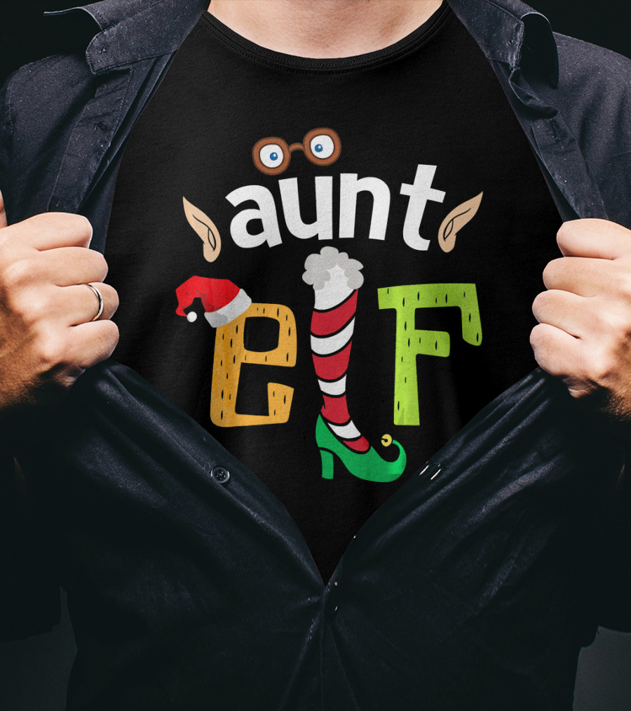 Aunt Elf Elf Squad Family Christmas Holiday Magic T-Shirt